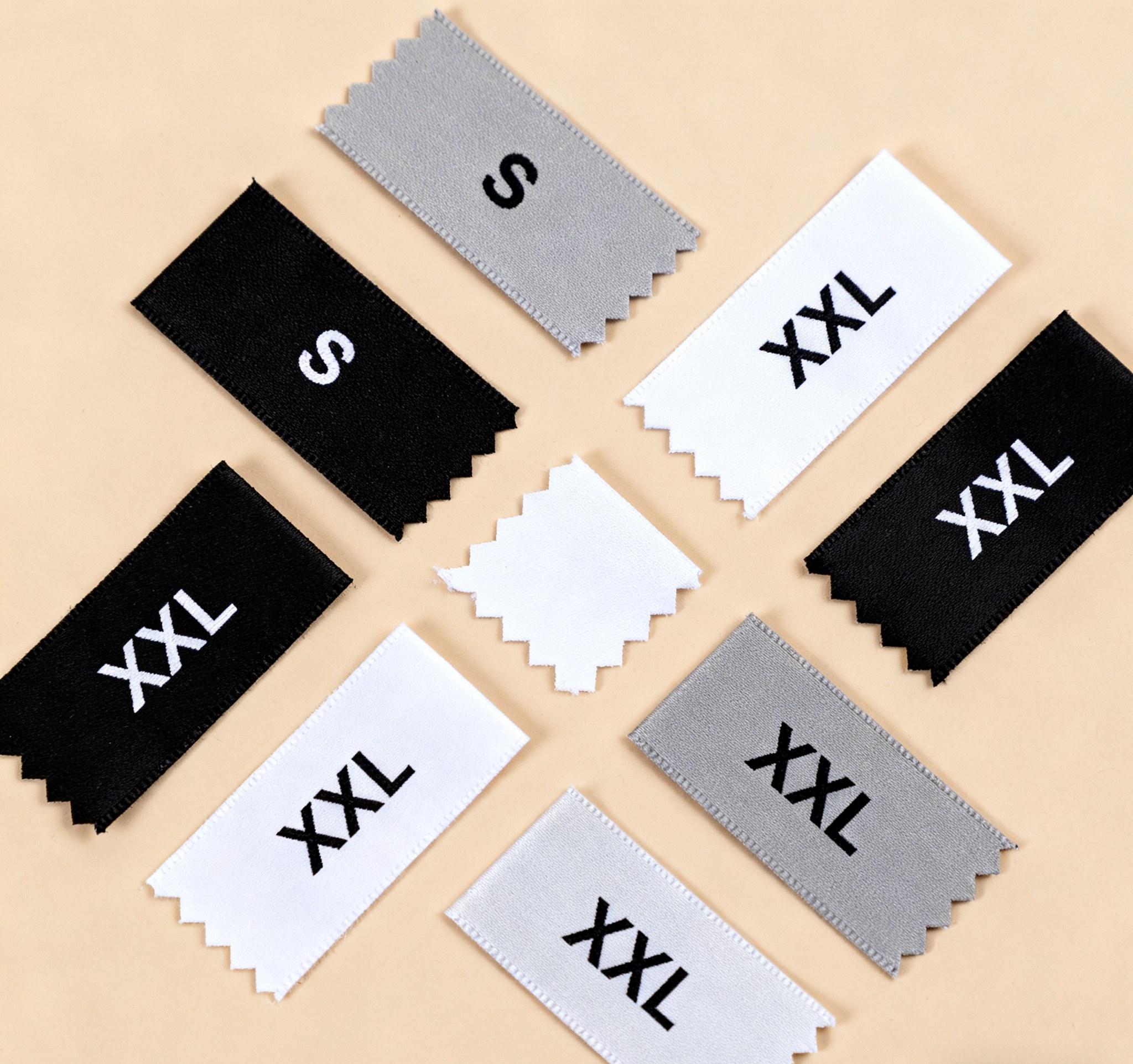 Rectangle garment labels with clean cutting and design layout.